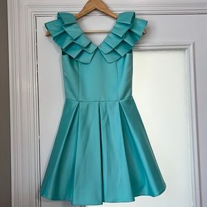 Custom Teal Satin Dress Youth 12